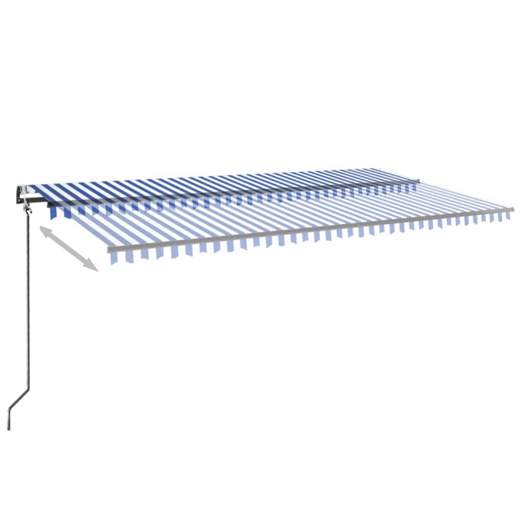 vidaXL Τέντα Αυτόματη με LED & Αισθ. Ανέμου Μπλε/Λευκό 600 x 350 εκ.