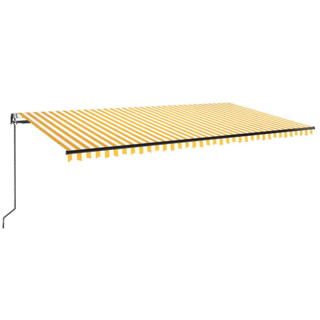 vidaXL Τέντα Αυτόματη με LED&Αισθητήρα Ανέμου Κίτρινο/Λευκό 600x350εκ.