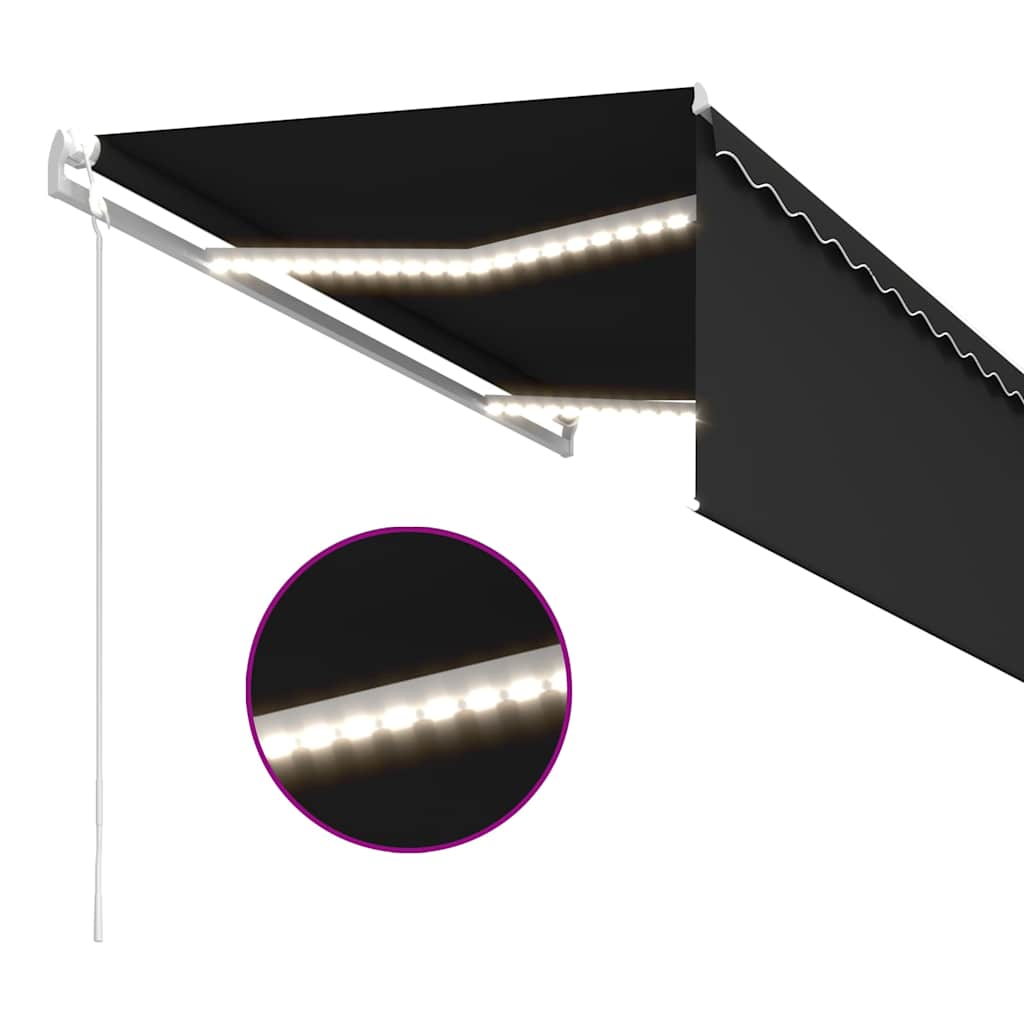 vidaXL Ηλεκτρική τέντα με LED και αισθητήρα 3 x 2,5 m Ανθρακί