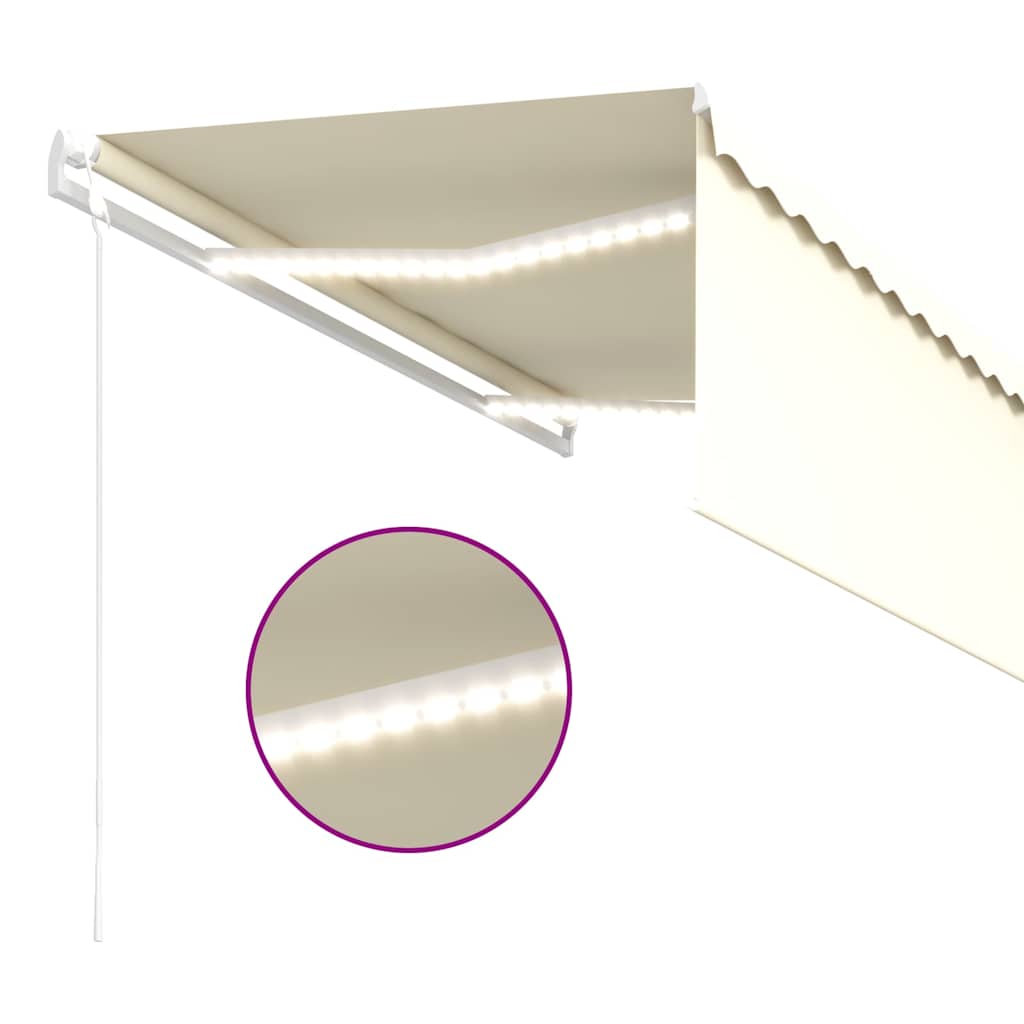 vidaXL Ηλεκτρική τέντα με LED και αισθητήρα 3,5 x 2,5 m Κρεμ