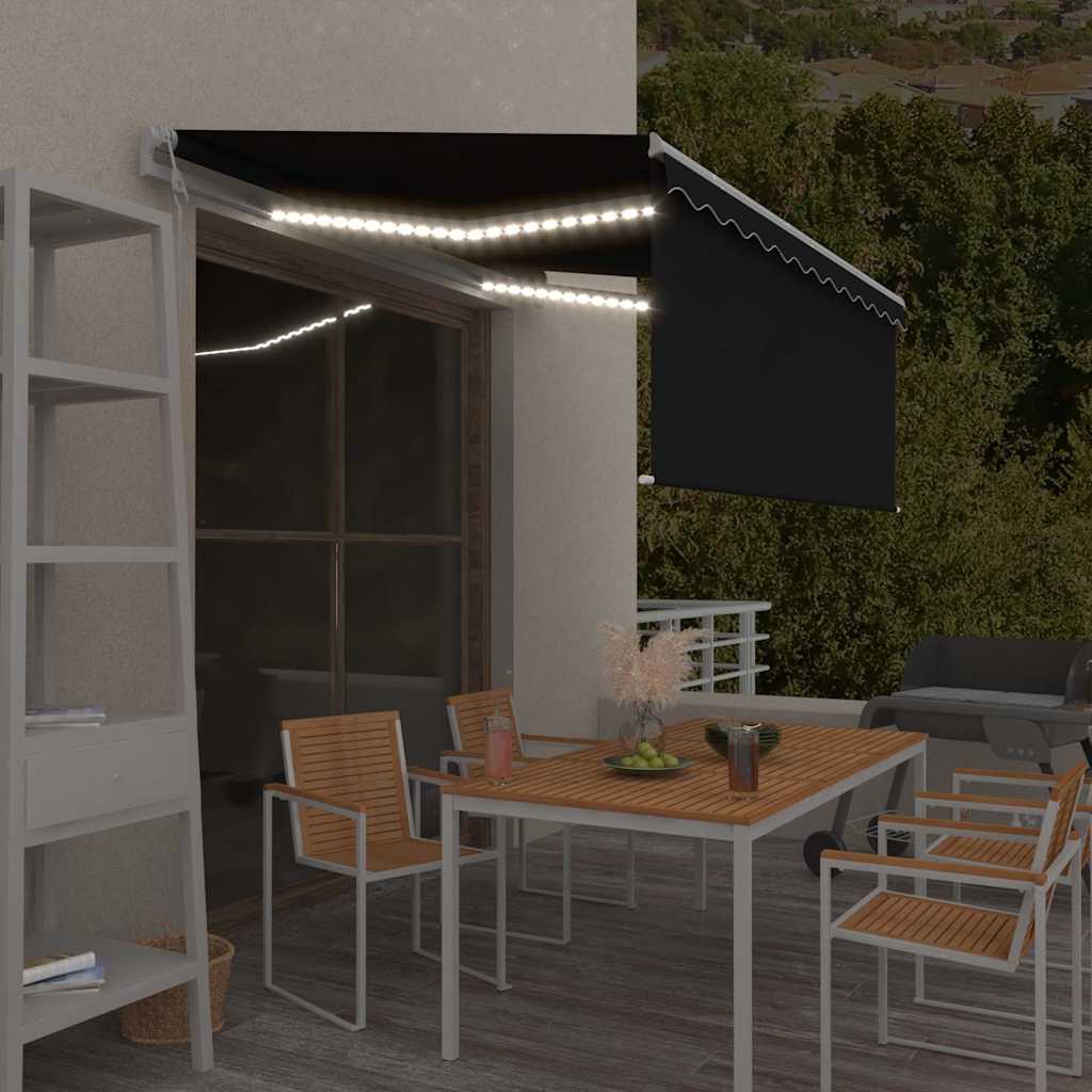 vidaXL Ηλεκτρική τέντα με LED και αισθητήρα 3,5 x 2,5 m Ανθρακί