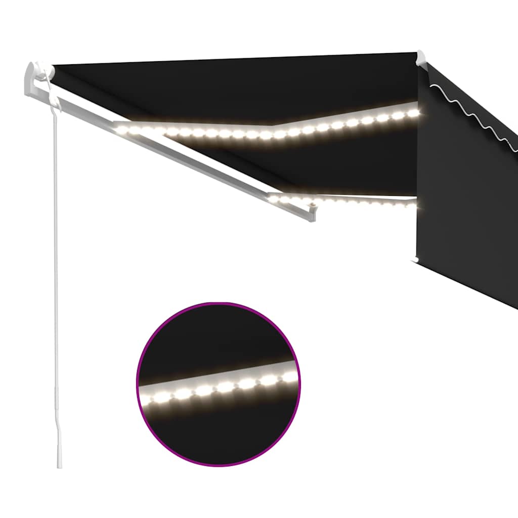 vidaXL Ηλεκτρική τέντα με LED και αισθητήρα 4,5 x 3 m Ανθρακί