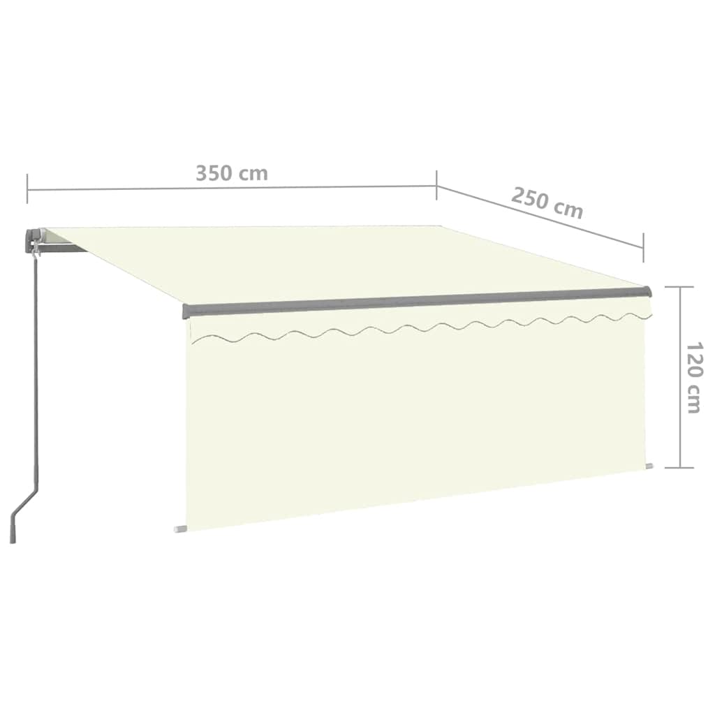 vidaXL Τέντα Συρόμενη Χειροκίνητη με Σκίαστρο & LED Κρεμ 3,5 x 2,5 μ.