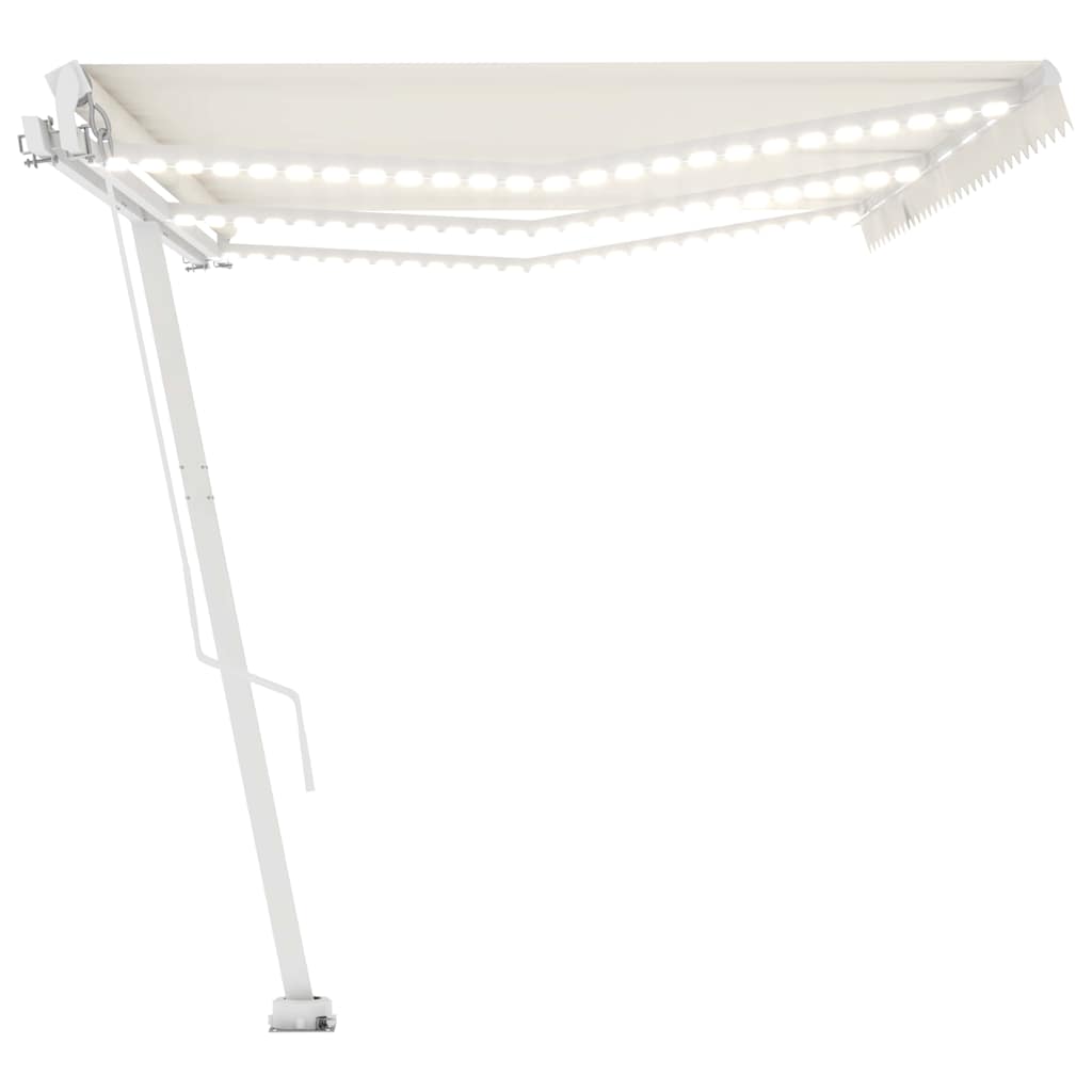 vidaXL Τέντα Συρόμενη Χειροκίνητη με LED Κρεμ 600 x 300 εκ.