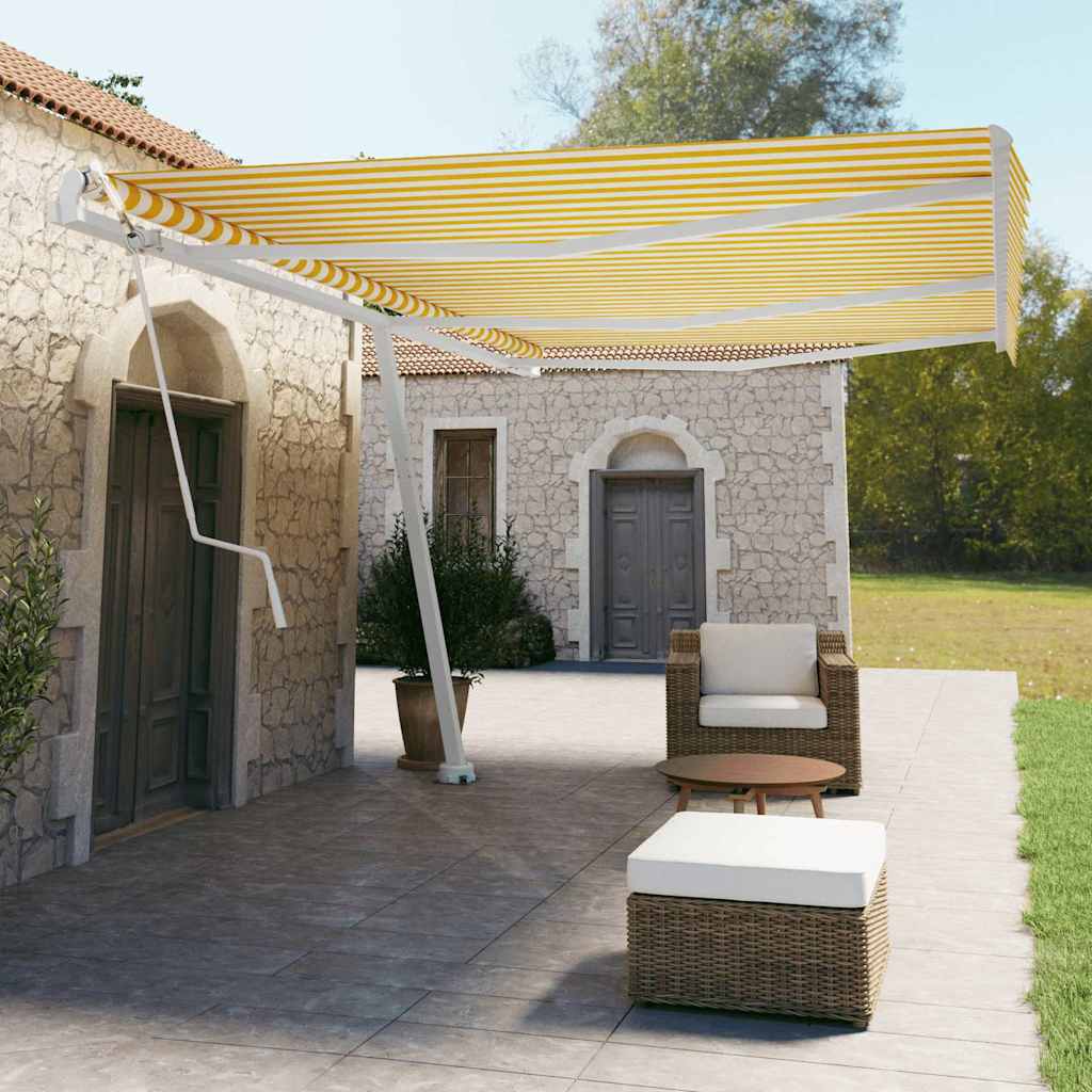 vidaXL Ηλεκτρική Αυλή 6 x 3,5 m Κίτρινο και λευκό ριγέ