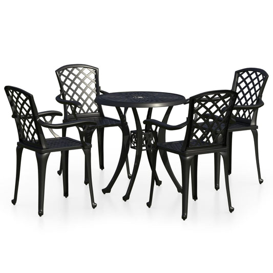 vidaXL Σετ Επίπλων Bistro 5 Τεμαχίων Μαύρο από Χυτό Αλουμίνιο