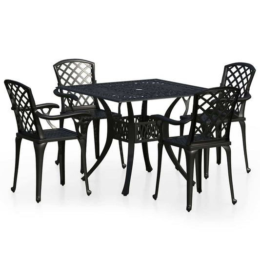 vidaXL Σετ Επίπλων Bistro 5 Τεμαχίων Μαύρο από Χυτό Αλουμίνιο