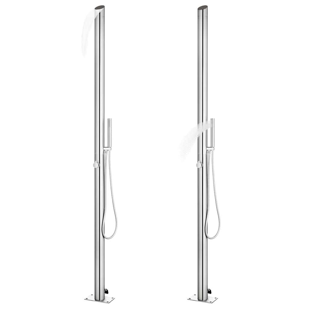 vidaXL Ντουζιέρα Κήπου με Καφέ Βάση 225 εκ. από Ανοξείδωτο Ατσάλι