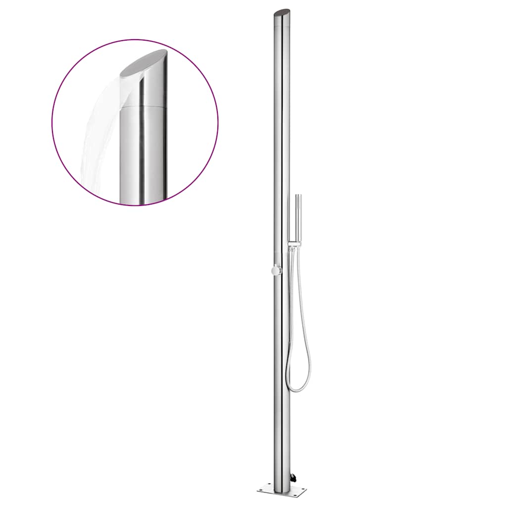 vidaXL Ντουζιέρα Κήπου με Καφέ Βάση 225 εκ. από Ανοξείδωτο Ατσάλι