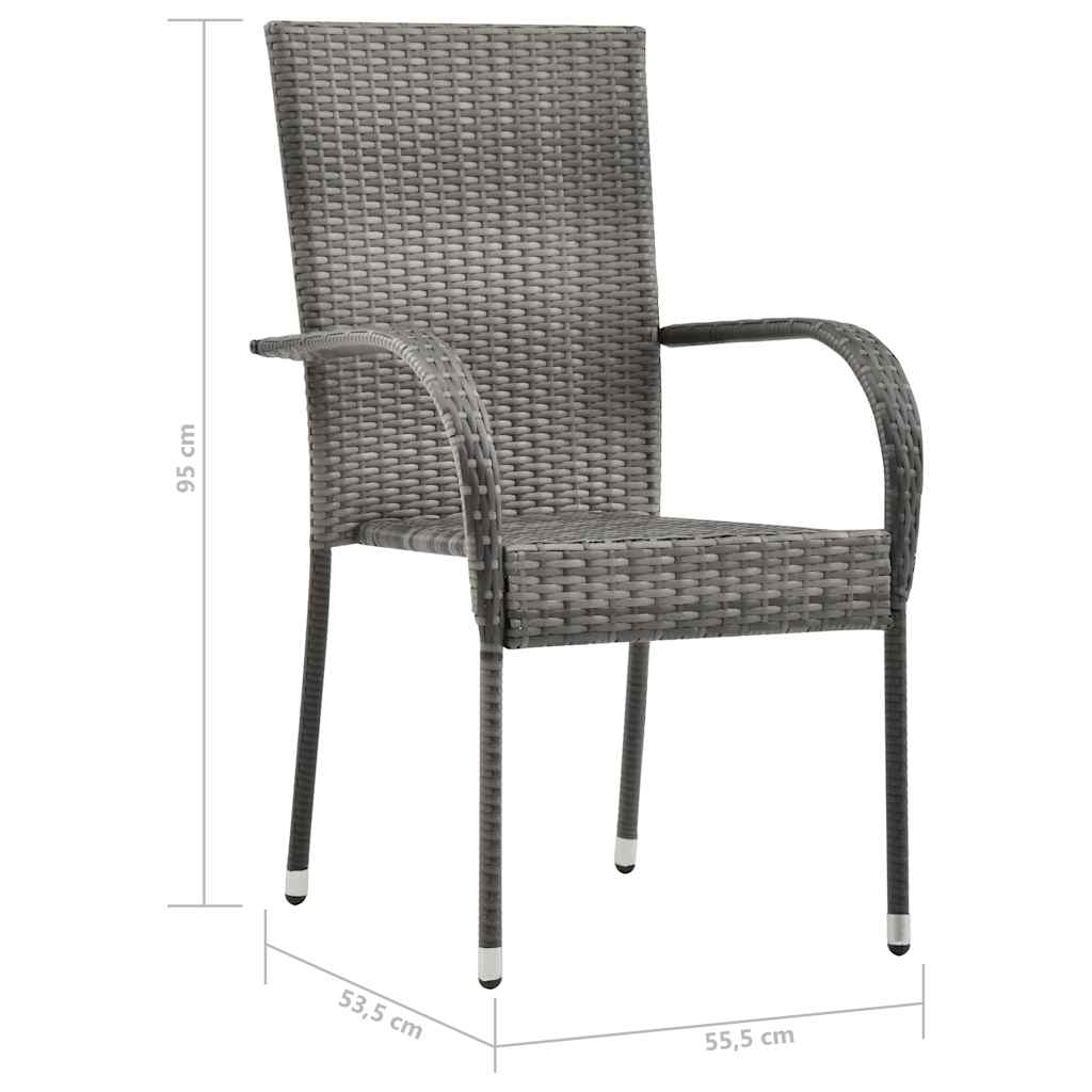 vidaXL Σετ Τραπεζαρίας Κήπου 5 Τεμαχίων Γκρι Από Συνθετικό Ρατάν