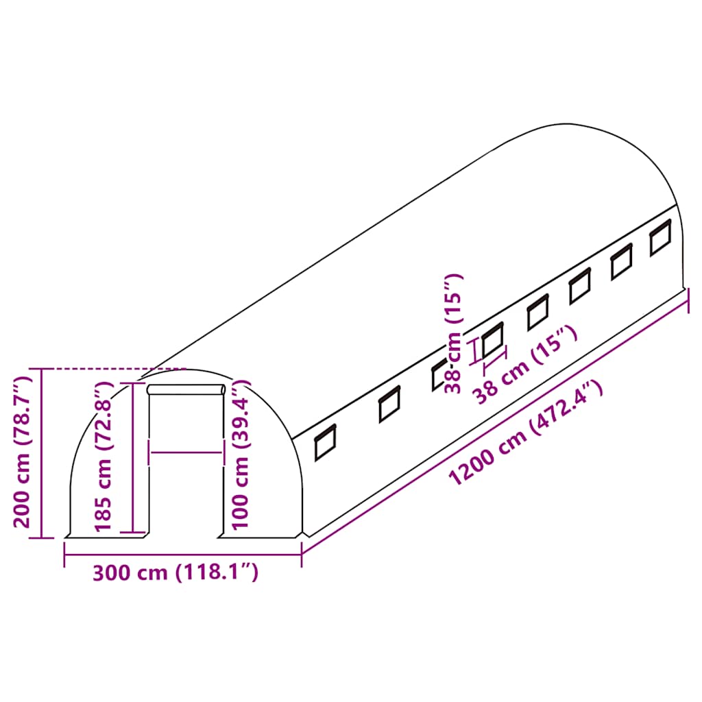 vidaXL Κάλυμμα Θερμοκηπίου Ανταλλακτικό Πράσινο (9 μ²) 300x300x200εκ