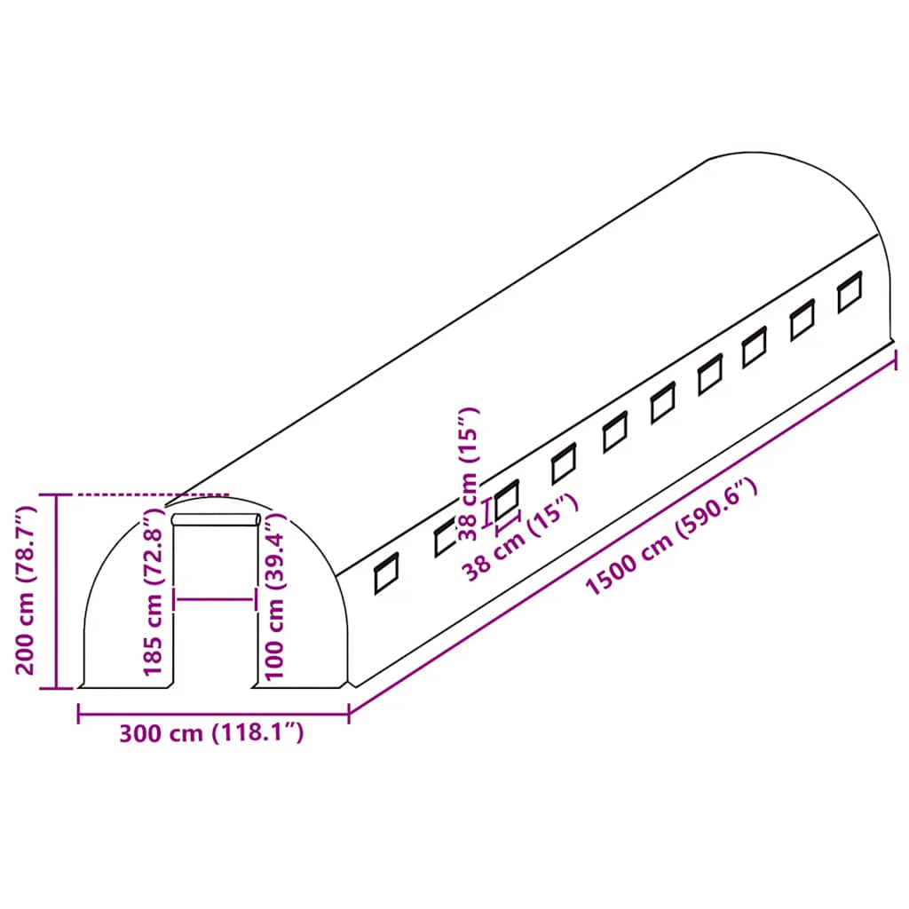vidaXL Κάλυμμα Θερμοκηπίου Ανταλλακτικό Πράσινο (45 μ²) 300x1500x200εκ