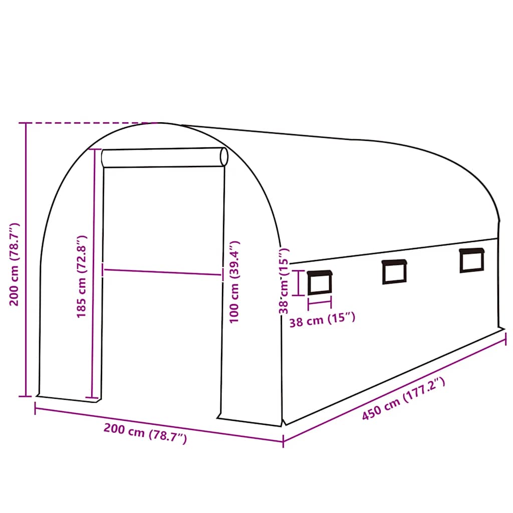 vidaXL Κάλυμμα Θερμοκηπίου Ανταλλακτικό Πράσινο (9 μ²) 200x450x200εκ