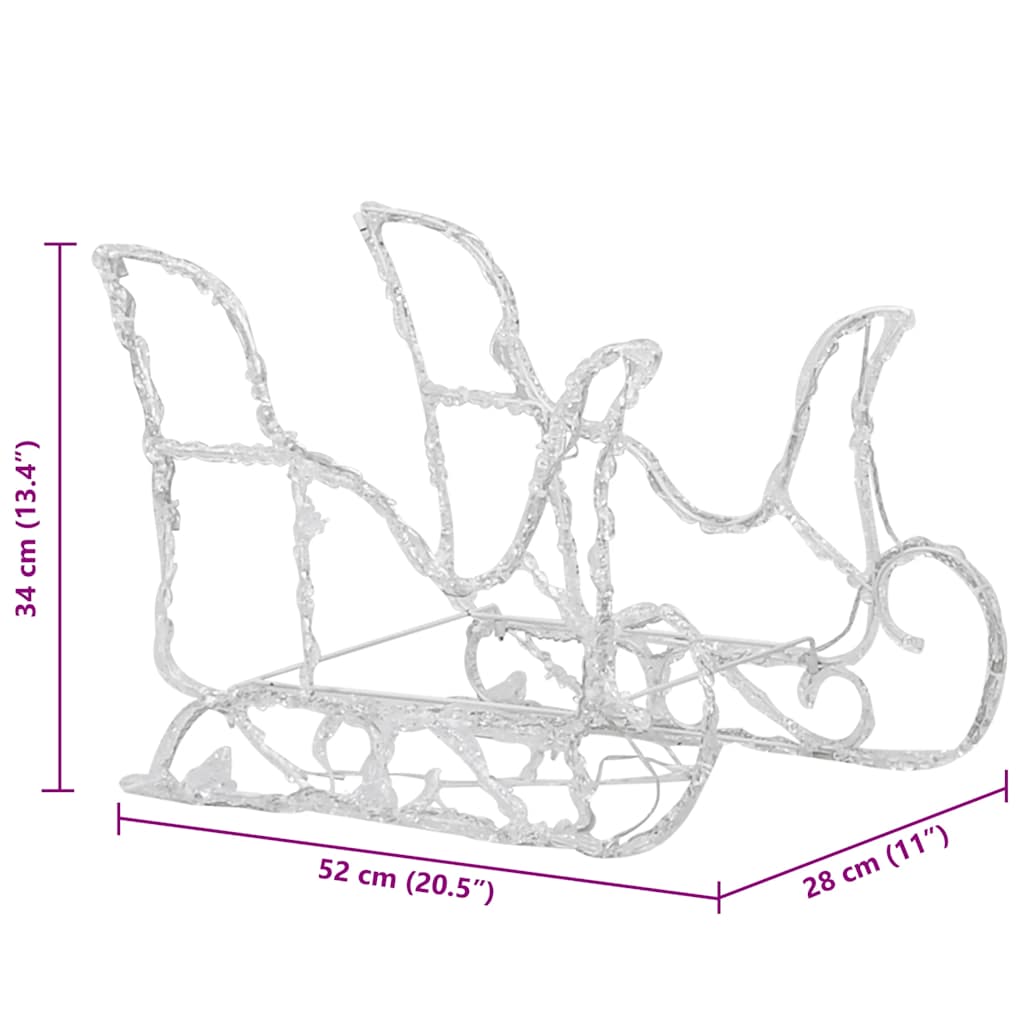 vidaXL Τάρανδοι Χριστουγεννιάτικοι με Έλκηθρο 130 εκ. 160 LED Ακρυλικό