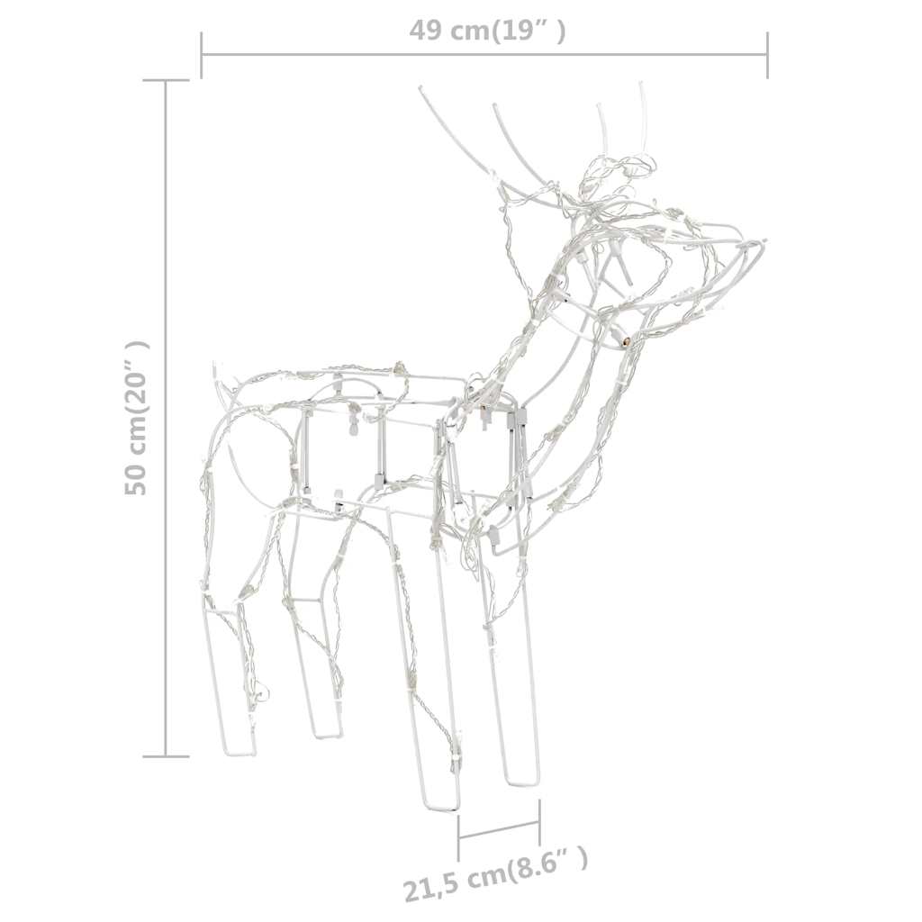 vidaXL Τάρανδοι Χριστουγεννιάτικοι Φωτιζόμενοι 3 τεμ. με 229 LED