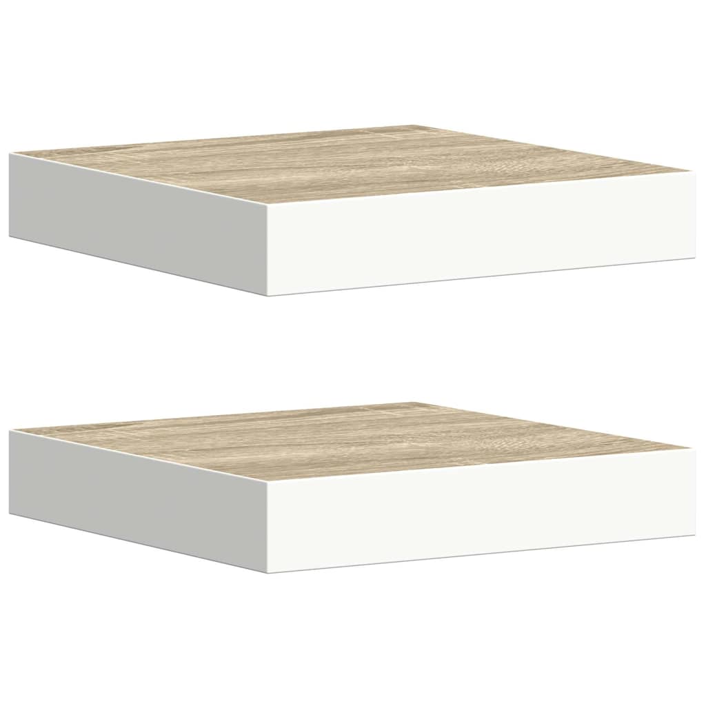 vidaXL Ράφια Τοίχου 2 τεμ. Δρυς και Άσπρο 23x23,5x3,8 εκ. MDF
