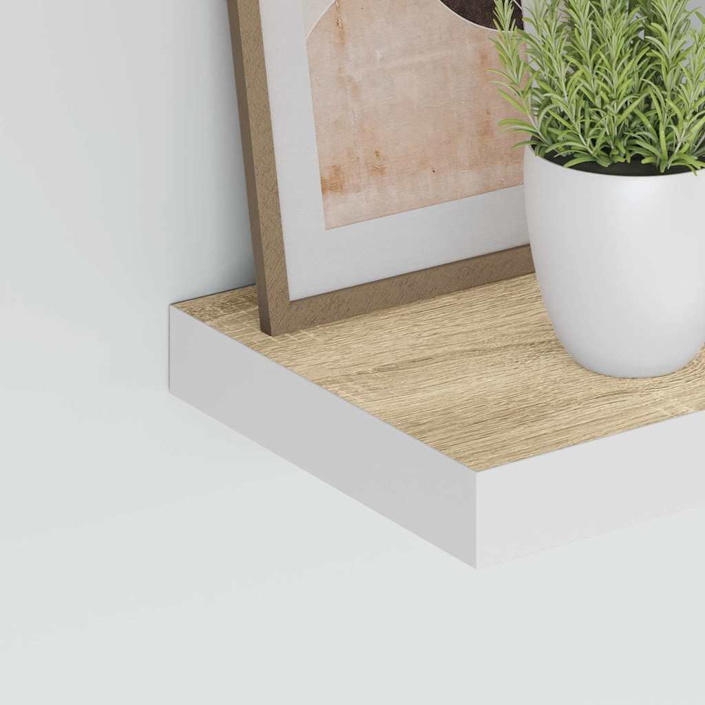 vidaXL Ράφια Τοίχου 2 τεμ. Δρυς και Άσπρο 23x23,5x3,8 εκ. MDF