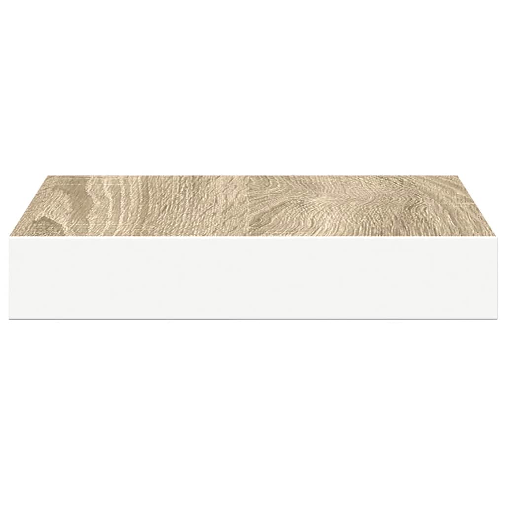 vidaXL Ράφια Τοίχου 2 τεμ. Δρυς και Άσπρο 23x23,5x3,8 εκ. MDF