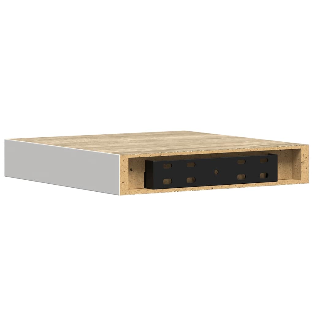 vidaXL Ράφια Τοίχου 2 τεμ. Δρυς και Άσπρο 23x23,5x3,8 εκ. MDF