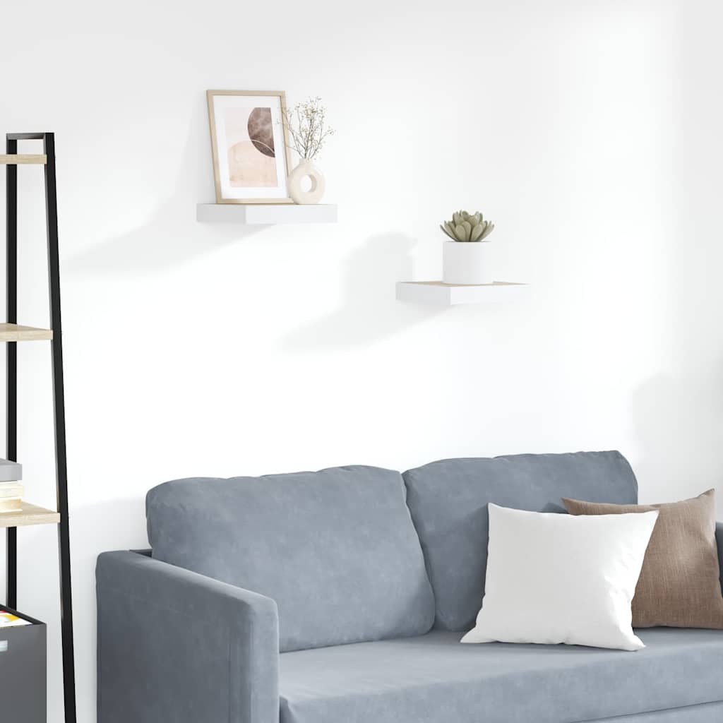 vidaXL Ράφια Τοίχου 2 τεμ. Δρυς και Άσπρο 23x23,5x3,8 εκ. MDF
