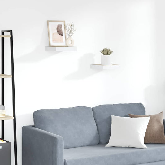 vidaXL Ράφια Τοίχου 2 τεμ. Δρυς και Άσπρο 23x23,5x3,8 εκ. MDF