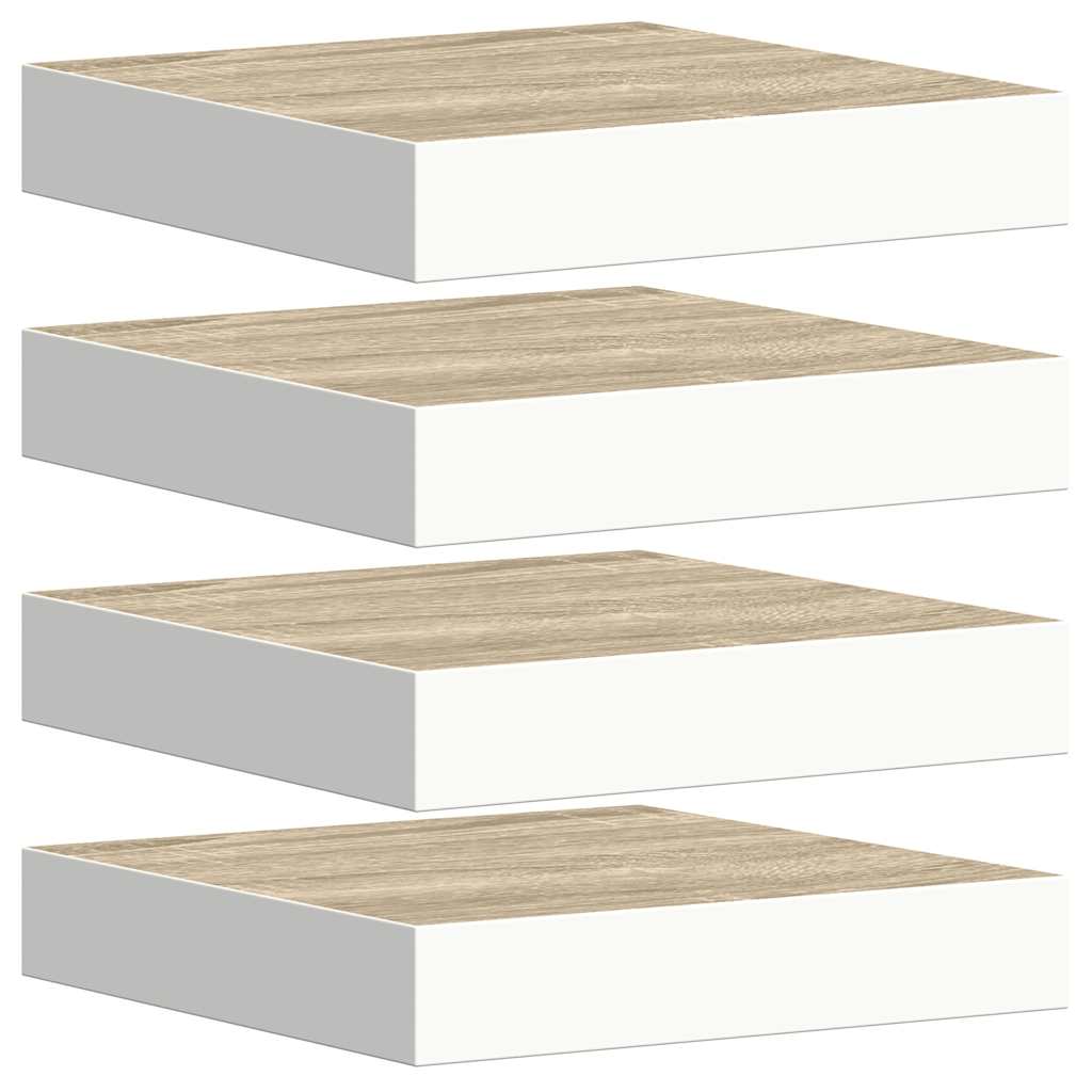 vidaXL Ράφια Τοίχου 4 τεμ. Δρυς και Άσπρο 23x23,5x3,8 εκ. MDF