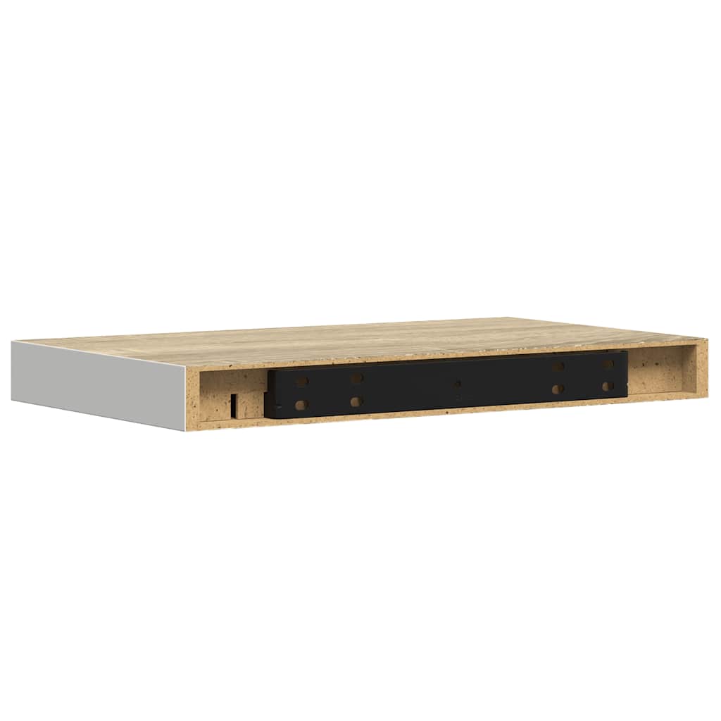 vidaXL Ράφια Τοίχου 2 τεμ. Δρυς/Άσπρο 40x23,5x3,8 εκ. MDF