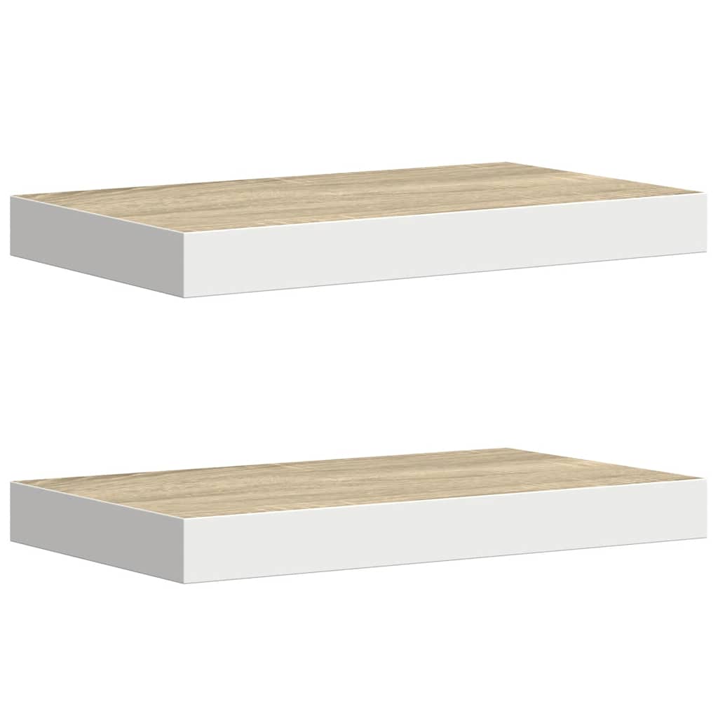 vidaXL Ράφια Τοίχου 2 τεμ. Δρυς/Άσπρο 50x23,5x3,8 εκ. MDF