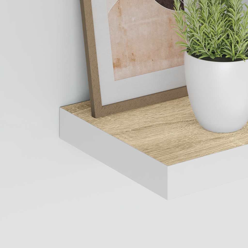 vidaXL Ράφια Τοίχου 2 τεμ. Δρυς/Άσπρο 50x23,5x3,8 εκ. MDF