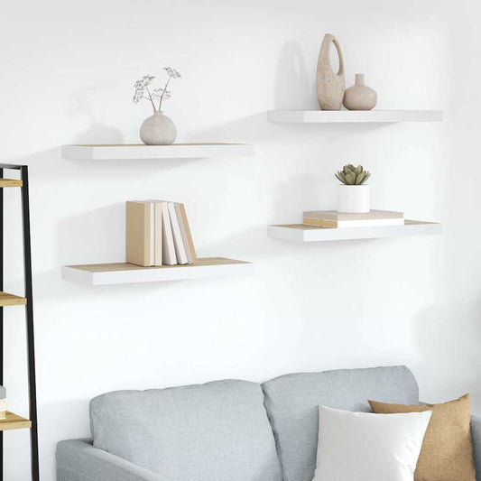 vidaXL Ράφια Τοίχου 4 τεμ. Δρυς/Άσπρο 60x23,5x3,8 εκ. MDF