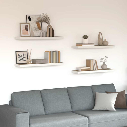 vidaXL Ράφια Τοίχου 4 τεμ. Δρυς / Λευκά 90 x 23,5 x 3,8 εκ. από MDF