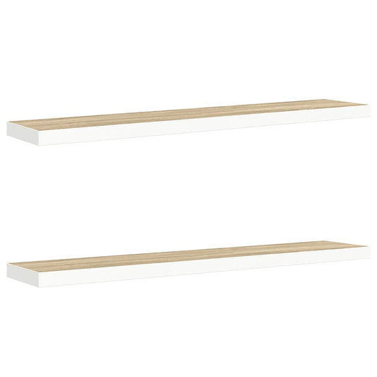 vidaXL Ράφια Τοίχου 2 τεμ. Δρυς/Λευκό 120x23,5x3,8 εκ. MDF