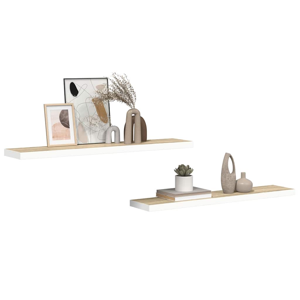 vidaXL Ράφια Τοίχου 2 τεμ. Δρυς/Λευκό 120x23,5x3,8 εκ. MDF
