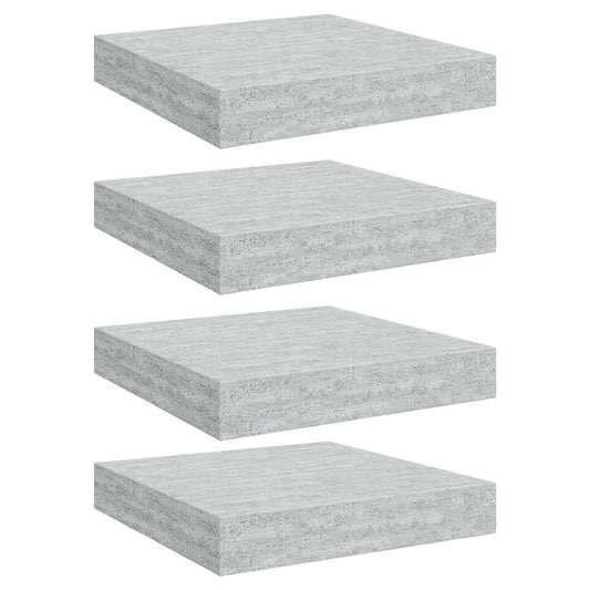 vidaXL Ράφια Τοίχου 4 τεμ. Γκρι Σκυροδέματος 23x23,5x3,8 εκ. MDF