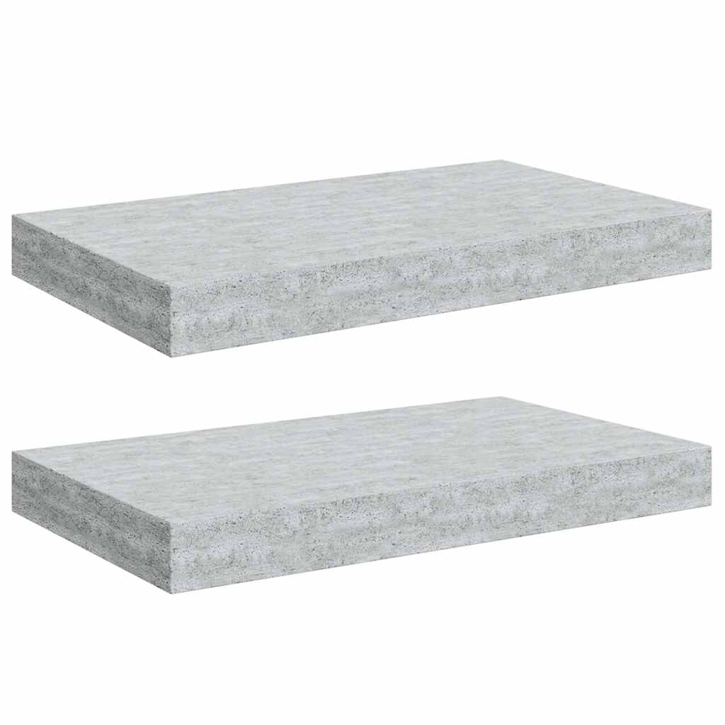 vidaXL Ράφια Τοίχου 2 τεμ. Γκρι Σκυροδέματος 40x23x3,8 εκ. MDF
