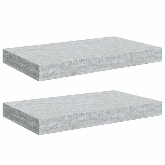 vidaXL Ράφια Τοίχου 2 τεμ. Γκρι Σκυροδέματος 40x23x3,8 εκ. MDF