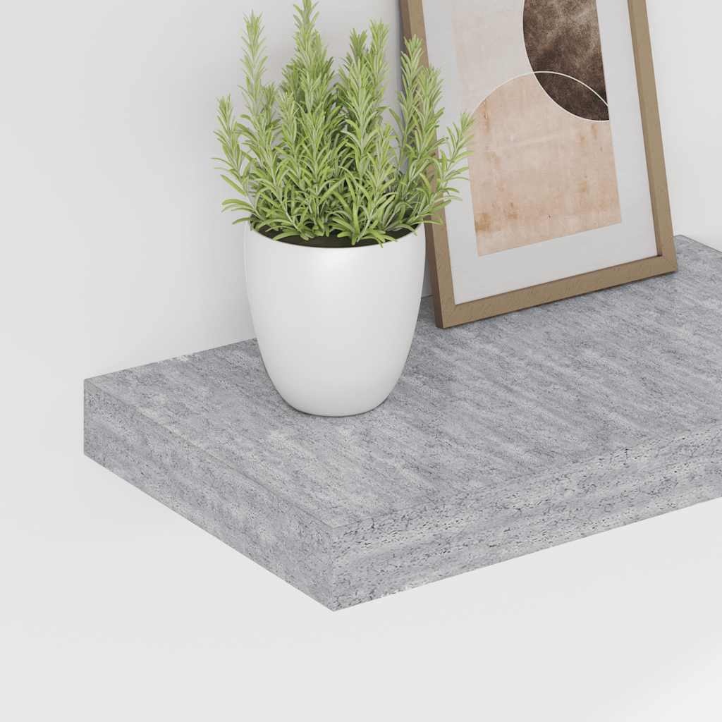 vidaXL Ράφια Τοίχου 2 τεμ. Γκρι Σκυροδέματος 40x23x3,8 εκ. MDF