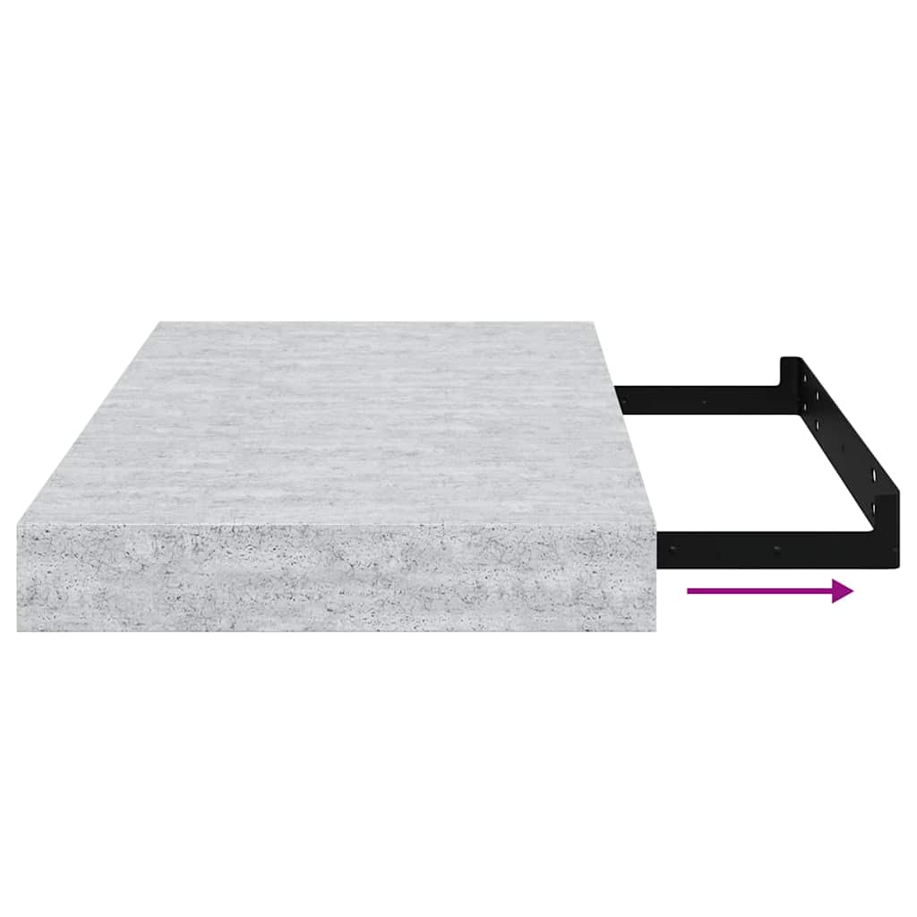 vidaXL Ράφια Τοίχου 2 τεμ. Γκρι Σκυροδέματος 40x23x3,8 εκ. MDF