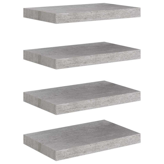 vidaXL Ράφια Τοίχου 4 τεμ. Γκρι Σκυροδέματος 40x23,5x3,8 εκ. MDF