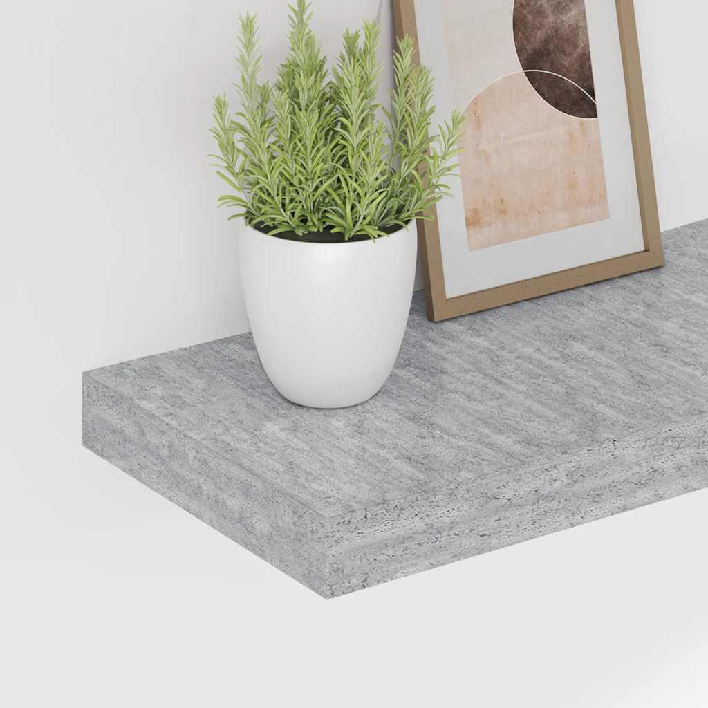 vidaXL Ράφια Τοίχου 2 τεμ. Γκρι Σκυροδέματος 50x23,5x3,8 εκ. MDF