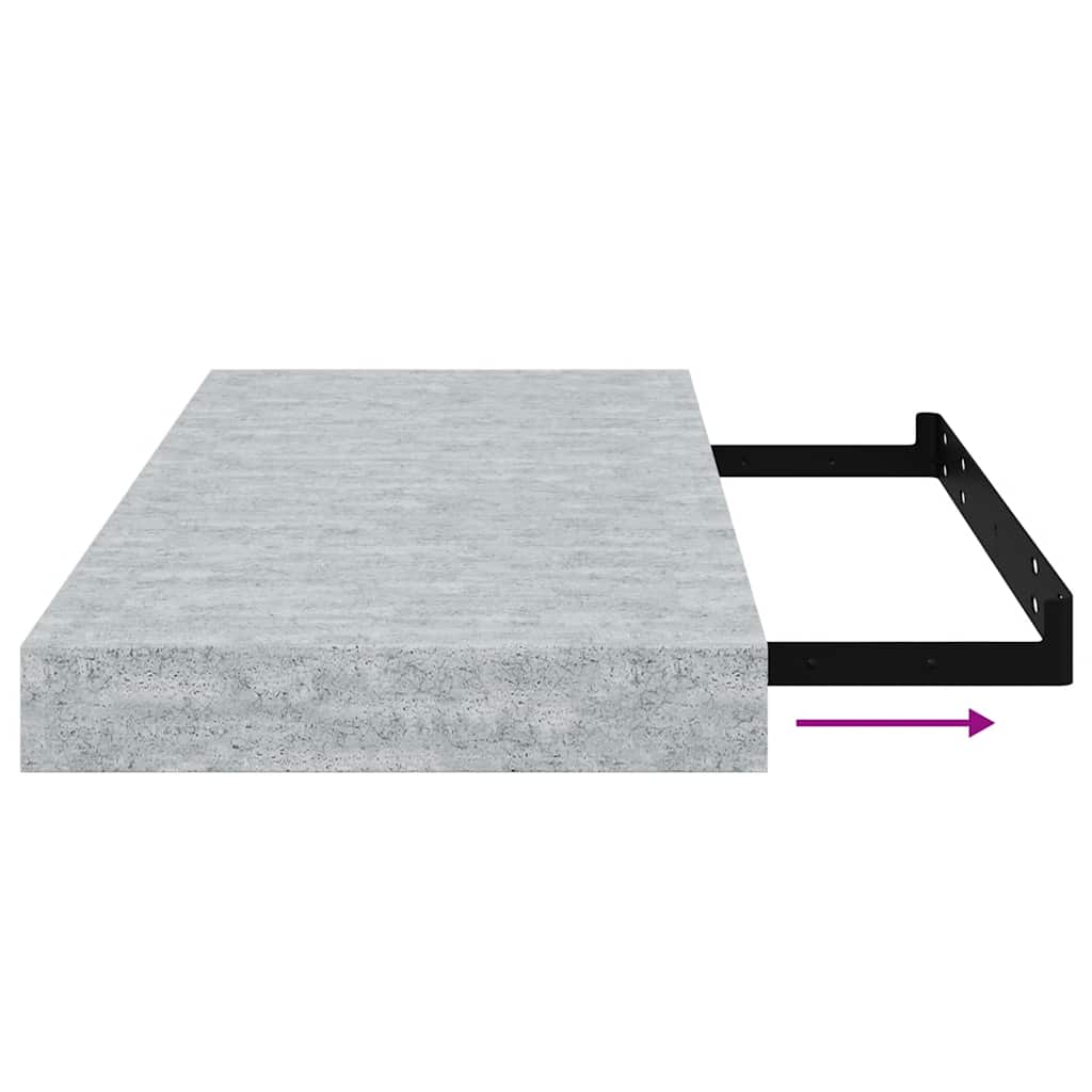vidaXL Ράφια Τοίχου 2 τεμ. Γκρι Σκυροδέματος 50x23,5x3,8 εκ. MDF