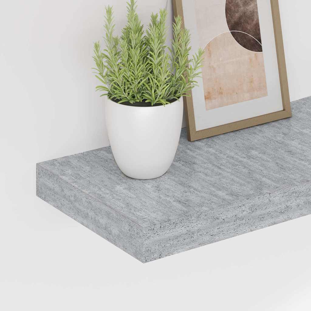 vidaXL Ράφια Τοίχου 2 τεμ. Γκρι Σκυροδέματος 60 x 23,5 x 3,8 εκ. MDF