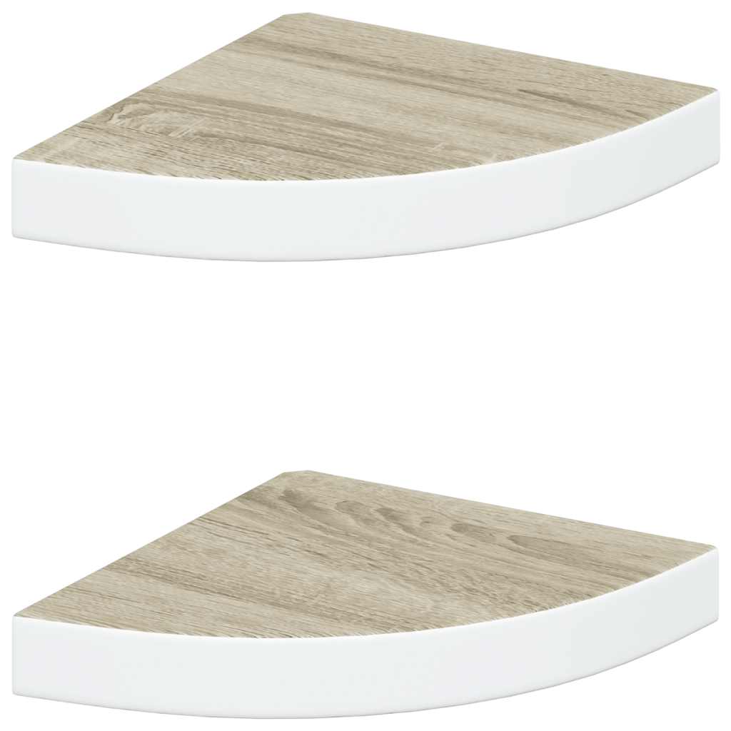vidaXL Ράφια Τοίχου Γωνιακά 2 τεμ. Δρυς/Λευκό 25 x 25 x 3,8 εκ από MDF
