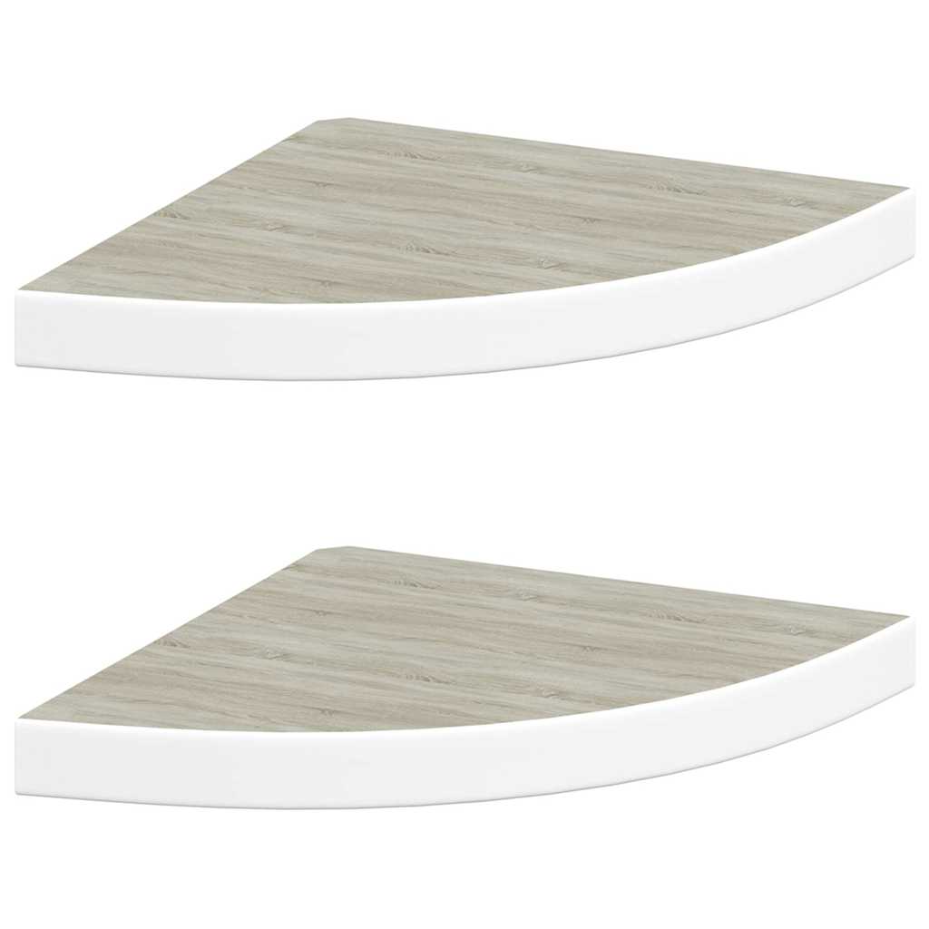 vidaXL Ράφια Τοίχου Γωνιακά 2 τεμ. Δρυς/Λευκό 35x35x3,8 εκ από MDF