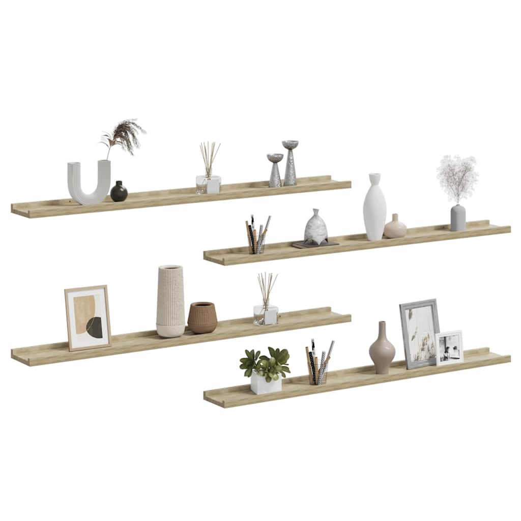 vidaXL Ράφια Τοίχου 4 τεμ. Sonoma Δρυς 100 x 9 x 3 εκ.