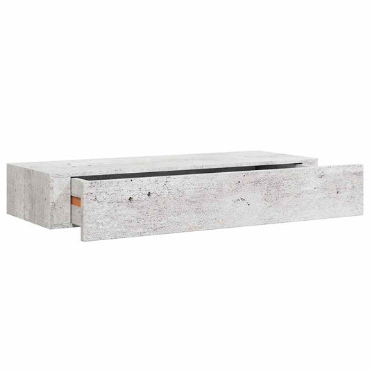 vidaXL Ράφι Επιτοίχιο με Συρτάρι Γκρι Σκυρ. 60 x 23,5 x 10 εκ. από MDF