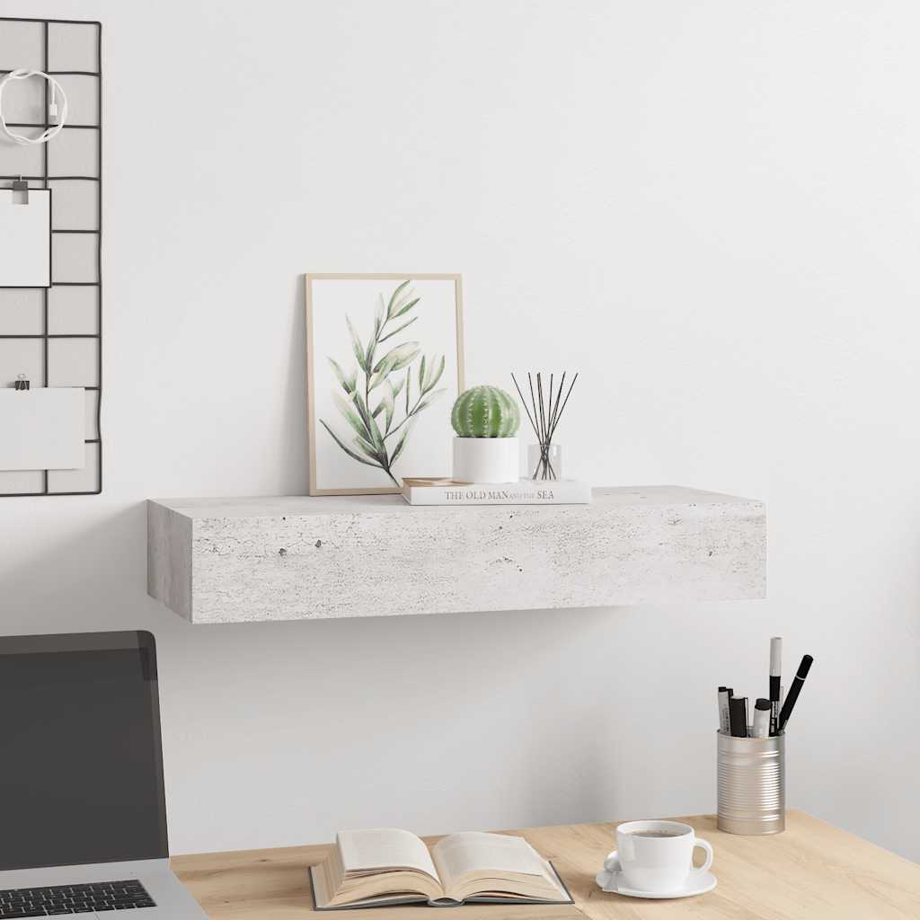 vidaXL Ράφι Επιτοίχιο με Συρτάρι Γκρι Σκυρ. 60 x 23,5 x 10 εκ. από MDF