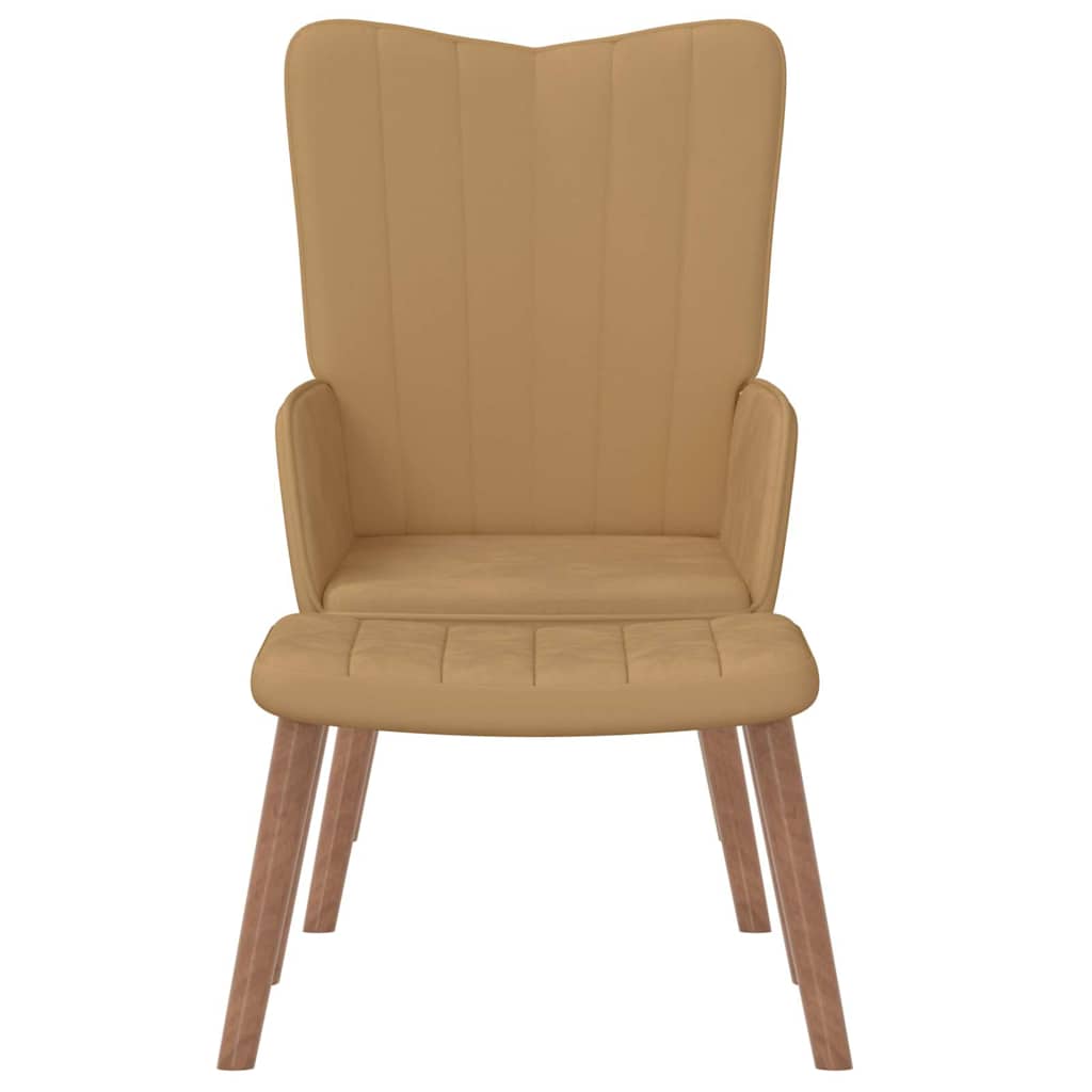 vidaXL Πολυθρόνα Relax Καφέ Βελούδινη με Σκαμπό