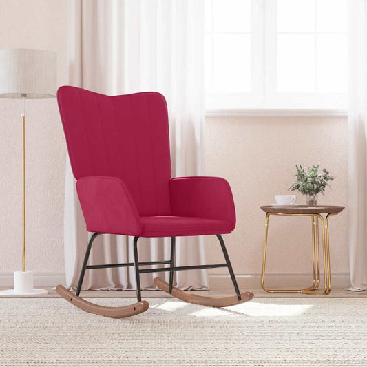 vidaXL Πολυθρόνα Κουνιστή Μπορντό Βελούδινη