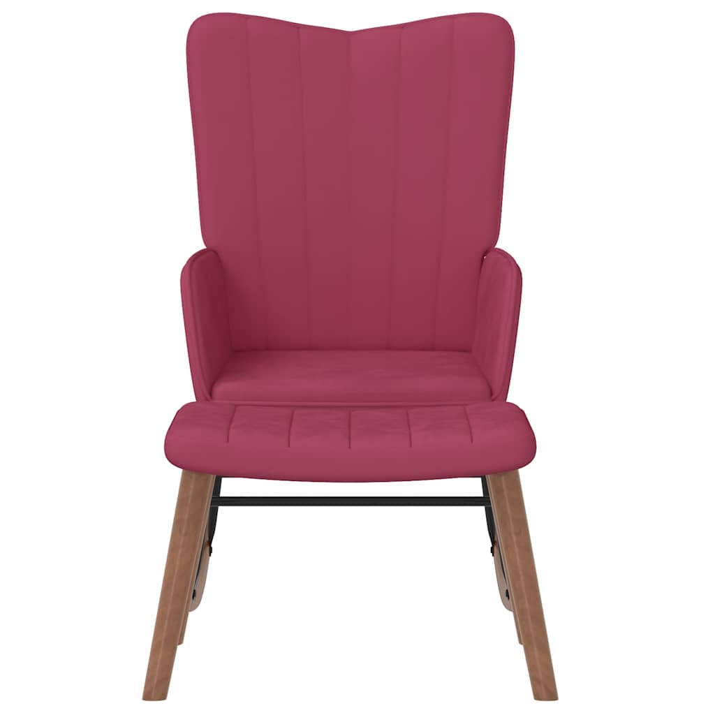 vidaXL Πολυθρόνα Κουνιστή Μπορντό Βελούδινη με Σκαμπό
